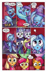 Size: 974x1497 | Tagged: safe, artist:agnesgarbowska, idw, apple bloom, applejack, babs seed, trixie, g4, spoiler:comic, spoiler:comic21, idw advertisement, preview