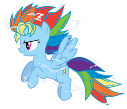 Size: 3500x3000 | Tagged: safe, artist:jordanb22, rainbow dash, pegasus, pony, g4, dragon ball, electricity, female, flying, high res, mare, simple background, solo, spread wings, super saiyan, transparent background, vector, wings