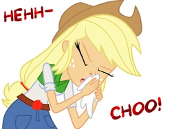 Size: 1024x768 | Tagged: safe, artist:proponypal, applejack, equestria girls, g4, female, handkerchief, humanized, nose blowing, simple background, sneezing, sneezing fetish, solo, tissue