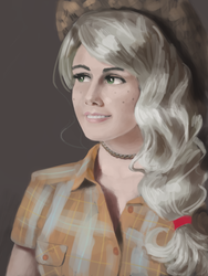 Size: 2400x3200 | Tagged: safe, artist:fahu, artist:rose0fmay, applejack, human, g4, female, high res, humanized, painting, portrait, realistic, solo