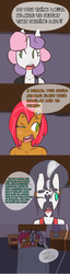 Size: 1280x5016 | Tagged: safe, artist:somescrub, apple bloom, babs seed, scootaloo, sweetie belle, oc, oc:h'ani, zebra, anthro, ask nudist sweetie belle, g4, bed, cutie mark crusaders