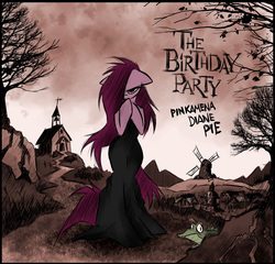 Size: 1280x1228 | Tagged: safe, artist:kejifox, gummy, pinkie pie, g4, cover, parody, pinkamena diane pie, the birthday massacre