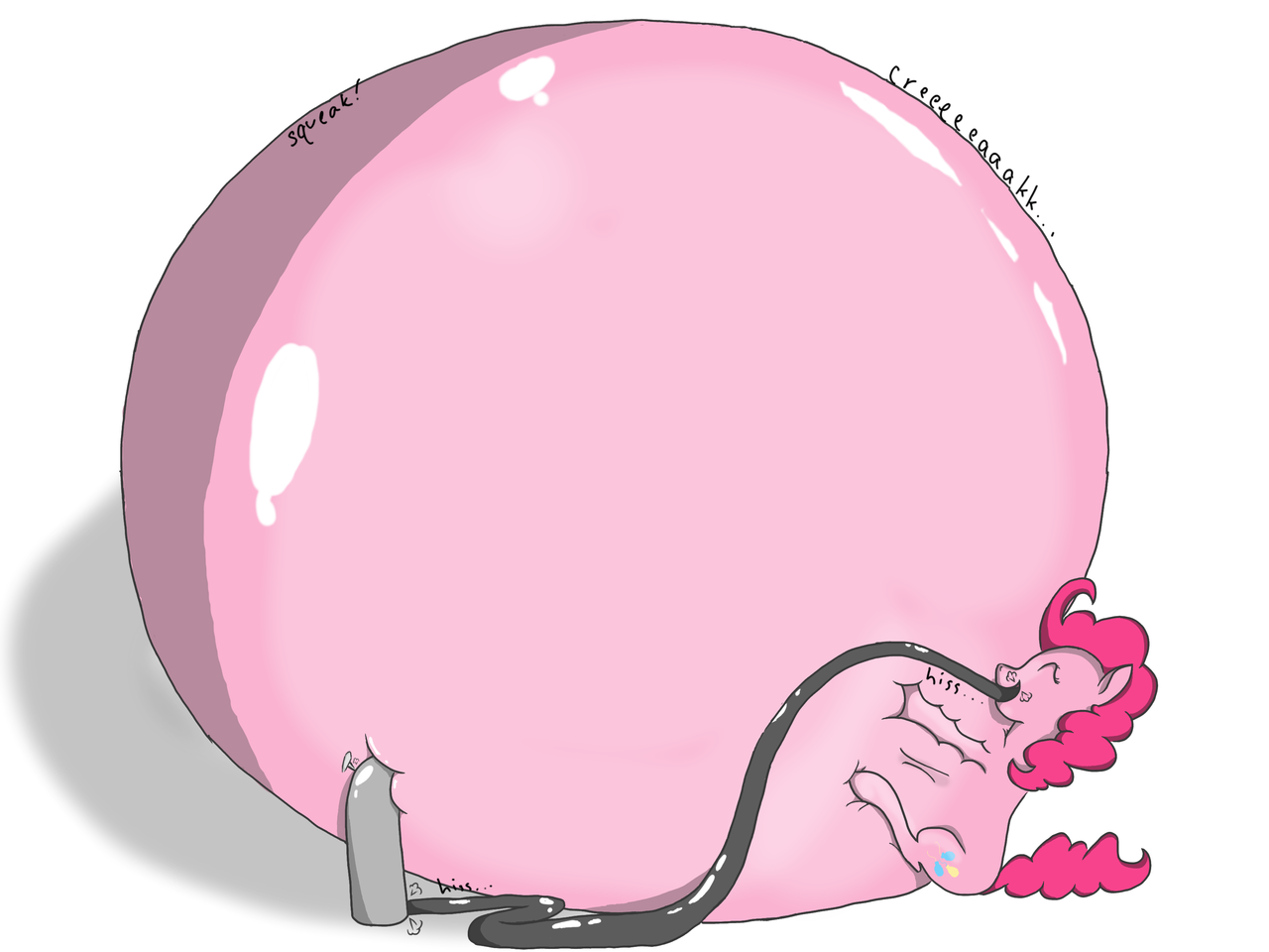 artist:siggyt, pinkie pie, air tank, balloon, belly, female, hose, impossib...