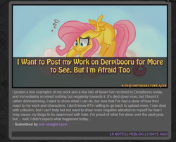 Size: 704x568 | Tagged: safe, fluttershy, derpibooru, g4, barely pony related, female, pony confession, solo, tumblr