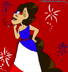 Size: 584x624 | Tagged: safe, artist:bunnycat, oc, oc only, unnamed oc, anthro, 30 minute art challenge, afro, anthro oc, bastille day, cigarette, fireworks, french, solo