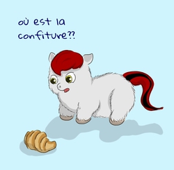 Size: 517x507 | Tagged: safe, artist:carpdime, fluffy pony, croissant, french, solo