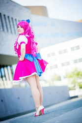 Size: 853x1280 | Tagged: safe, artist:cleocosplay, pinkie pie, human, g4, cosplay, irl, irl human, photo, solo