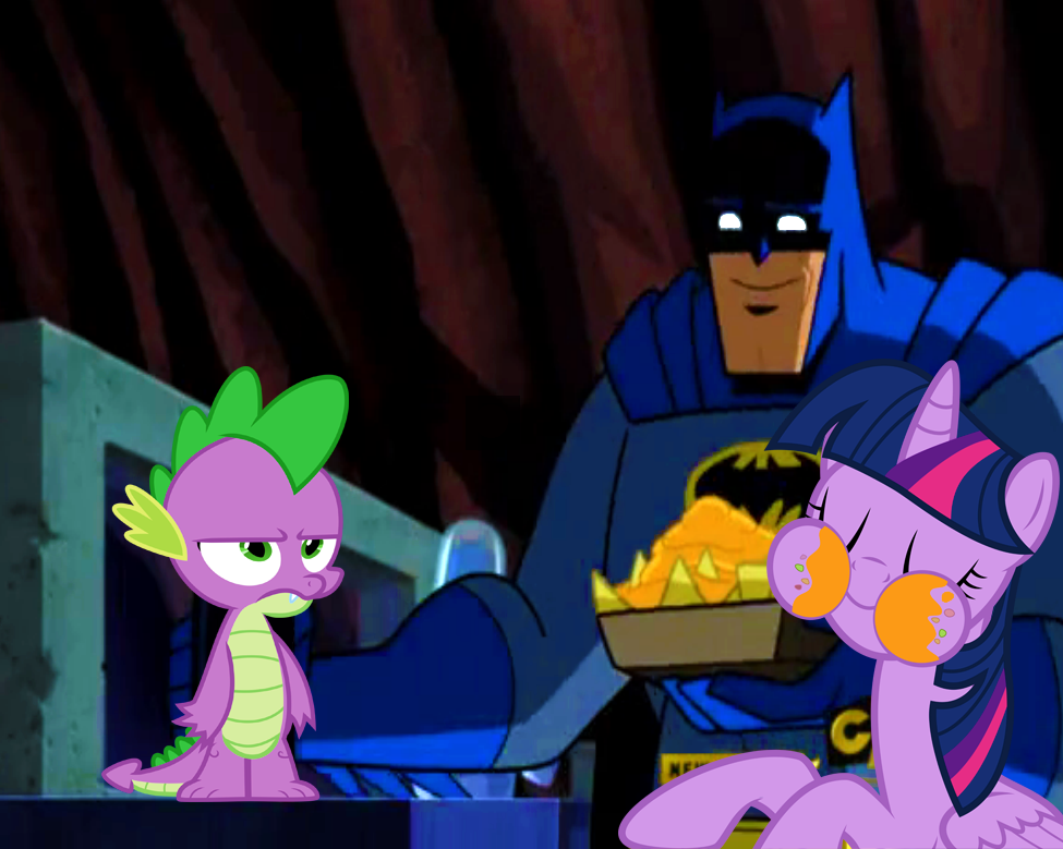 675147 - safe, spike, twilight sparkle, alicorn, pony, batman, batman: the  brave and the bold, crossover, dc comics, eating, female, mare, nachos,  superhero, twilight sparkle (alicorn) - Derpibooru