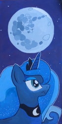 Size: 1439x2878 | Tagged: safe, artist:brownwolffm, princess luna, g4, female, moon, solo, traditional art