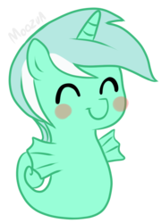 Size: 444x615 | Tagged: safe, artist:moozua, lyra heartstrings, sea pony, g4, blush sticker, blushing, eyes closed, female, seapony lyra, simple background, smiling, solo, species swap, transparent background