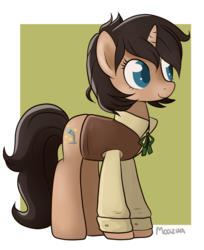 Size: 894x1097 | Tagged: safe, artist:moozua, oc, oc only, pony, unicorn, clothes, colored pupils, solo