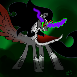 Size: 1024x1024 | Tagged: safe, artist:googlybear98, king sombra, alicorn, pony, g4, alicornified, colored wings, dark magic, gradient wings, magic, queen umbra, race swap, rule 63, solo, sombra eyes, sombracorn, xk-class end-of-the-world scenario