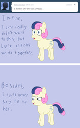 Size: 650x1034 | Tagged: safe, artist:mostlyponyart, bon bon, sweetie drops, ask lyra and bonbon, g4, ask, female, solo, tumblr