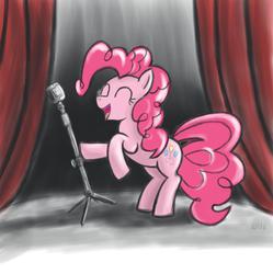 Size: 1904x1912 | Tagged: safe, artist:10111, pinkie pie, g4, female, microphone, singing, solo, stage