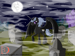 Size: 1998x1500 | Tagged: safe, artist:titanosaur, oc, oc only, alicorn, pony, alicorn oc, graveyard, male, solo, stallion