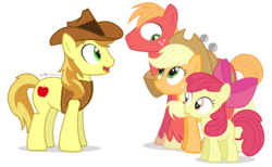 Size: 940x580 | Tagged: safe, artist:dm29, apple bloom, applejack, big macintosh, braeburn, earth pony, pony, g4, apple siblings, apple sisters, brother and sister, cousins, male, siblings, simple background, sisters, stallion, transparent background