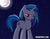 Size: 1500x1175 | Tagged: safe, artist:drawponies, dj pon-3, vinyl scratch, g4, female, glowing eyes, mare in the moon, moon, night, red eyes, solo, vinyl the vampire