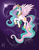 Size: 1024x1325 | Tagged: dead source, safe, artist:noctuscorde, princess celestia, alicorn, pony, g4, crown, deviantart watermark, eclipse, female, flying, jewelry, mare, obtrusive watermark, raised hoof, regalia, solo, watermark