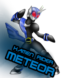 Size: 1664x1931 | Tagged: safe, artist:fourze-pony, pony, unicorn, armor, crossover, heisei, kamen rider, kamen rider fourze, kamen rider meteor, kung fu, male, mask, masked, meteor, ponified, rider, solo, stallion, toku, tumblr