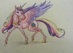 Size: 550x398 | Tagged: safe, artist:zalay, princess cadance, g4, female, hoers, realistic, solo, traditional art