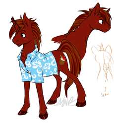 Size: 683x741 | Tagged: safe, artist:cartoonlion, oc, oc only, oc:rum chaser, clothes, hawaiian shirt, scar, unshorn fetlocks