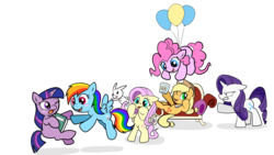 Size: 1920x1080 | Tagged: safe, artist:nekokevin, applejack, fluttershy, pinkie pie, rainbow dash, rarity, twilight sparkle, earth pony, pegasus, pony, unicorn, g4, floppy ears, lying down, mane six, missing cutie mark, on back, unicorn twilight