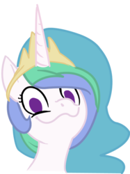 Size: 600x801 | Tagged: safe, artist:furseiseki, princess celestia, pony, g4, :3, dolan, female, looking at you, mare, meme, pls, reaction image, simple background, smiling, solo, transparent background, vector, wavy mouth, wide eyes