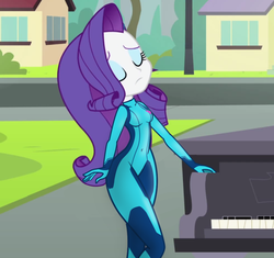 Size: 982x924 | Tagged: safe, edit, edited screencap, screencap, rarity, equestria girls, g4, female, musical instrument, piano, samus aran, solo, zero suit