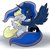 Size: 4232x4136 | Tagged: safe, artist:ambris, derpy hooves, princess luna, pegasus, pony, g4, absurd resolution, blushing, eyes closed, female, floppy ears, hug, imminent kissing, lesbian, mare, ship:lunaderp, shipping, sitting, spread wings, wingboner
