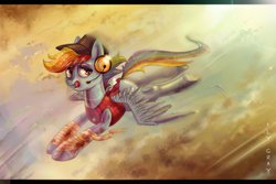 Size: 1024x682 | Tagged: safe, artist:fly-gray, rainbow dash, g4, crossover, female, scout (tf2), solo, team fortress 2