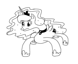 Size: 989x806 | Tagged: safe, artist:the_whistler, princess luna, g4, female, monochrome, noodles, silly, solo