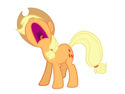 Size: 1024x768 | Tagged: safe, artist:birdivizer, applejack, earth pony, pony, g4, big no, female, mare, nose in the air, open mouth, screaming, simple background, solo, tongue out, uvula, volumetric mouth, white background, yelling