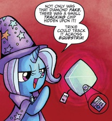 Size: 365x395 | Tagged: safe, idw, official comic, trixie, pony, unicorn, friendship is magic #21, g4, spoiler:comic, diamond, female, mare, solo, tracking device