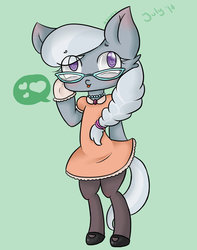 Size: 794x1006 | Tagged: safe, artist:toxicniko, silver spoon, cat, pony, g4, bipedal, female, heart, solo, species swap