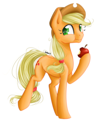 Size: 816x1000 | Tagged: safe, artist:holka13, applejack, g4, apple, eating, female, simple background, solo, transparent background