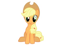 Size: 1024x768 | Tagged: safe, artist:birdivizer, applejack, g4, cute, female, happy, looking at you, simple background, sitting, solo