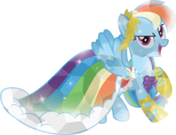 Size: 1020x783 | Tagged: safe, artist:carolyfisher, rainbow dash, pegasus, pony, g4, clothes, crystallized, cute, dashabetes, dress, female, gala dress, mare, simple background, solo, sweet dreams fuel, transparent background, vector