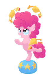 Size: 688x947 | Tagged: safe, artist:rightful-hue, pinkie pie, g4, female, filly, juggling, rubber chicken, solo