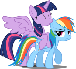 Size: 1024x931 | Tagged: safe, artist:37517998, rainbow dash, twilight sparkle, alicorn, pegasus, pony, g4, ^^, cute, duo, ear bite, eyes closed, female, folded wings, lesbian, mare, nibbling, scrunchy face, ship:twidash, shipping, simple background, spread wings, transparent background, twilight sparkle (alicorn), wings
