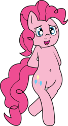 Size: 1557x2900 | Tagged: safe, artist:saburodaimando, pinkie pie, earth pony, pony, g4, belly button, bipedal, cute, diapinkes, female, requesting outfits, simple background, solo, transparent background