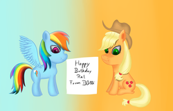 Size: 3200x2048 | Tagged: safe, artist:b0tti, applejack, rainbow dash, g4, duo, high res