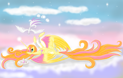 Size: 3560x2248 | Tagged: safe, artist:vitannyy, oc, oc only, oc:ariona, alicorn, pony, alicorn oc, cloud, cloudy, high res, solo