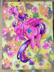 Size: 720x960 | Tagged: safe, artist:sk-ree, princess cadance, g4, female, flower, solo, traditional art, underhoof