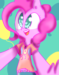 Size: 1024x1297 | Tagged: safe, artist:punguinallyes, pinkie pie, earth pony, anthro, g4, clothes, female, solo