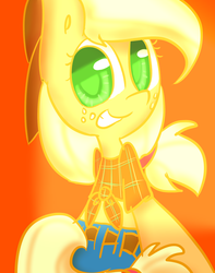 Size: 1024x1297 | Tagged: safe, artist:punguinallyes, applejack, earth pony, anthro, g4, clothes, female, solo