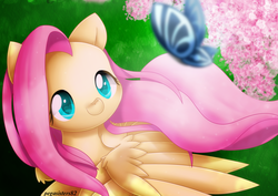 Size: 800x566 | Tagged: safe, artist:pegasisters82, fluttershy, butterfly, g4, female, solo