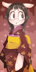 Size: 960x1920 | Tagged: safe, artist:zaininn, oc, oc only, pony, bipedal, kimono (clothing), pixiv, solo