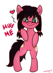 Size: 750x1024 | Tagged: safe, artist:moekonya, oc, oc only, oc:macdolia, earth pony, pony, blushing, cute, digital art, heart, heart eyes, hug request, looking at you, simple background, smiling, solo, standing, transparent background, wingding eyes