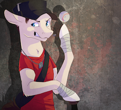 Size: 821x741 | Tagged: safe, artist:risu-nya, pony, baseball, baseball bat, dog tags, hat, headset, ponified, scout (tf2), solo, team fortress 2