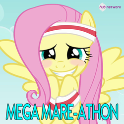 Size: 550x550 | Tagged: safe, fluttershy, g4, official, female, hub logo, mega mare-athon, solo, the hub